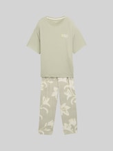 TOM TAILOR Damen Pyjama-Set mit Allover-Print, grün, Geblümt, Gr. M/38