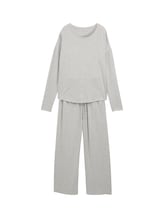 TOM TAILOR Damen Basic Pyjama, grau, Meliert, Gr. L/40