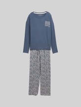 TOM TAILOR Damen Pyjama-Set mit Allover-Print, blau, Gemustert, Gr. 36