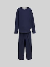 TOM TAILOR Damen Basic Pyjama-Set, blau, Uni, Gr. 40