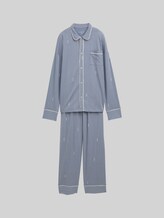TOM TAILOR Damen Pyjama-Set mit Streifenmuster, blau, Gestreift, Gr. 36