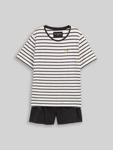 TOM TAILOR Damen Pyjama-Set mit Streifenmuster, weiß, Gestreift, Gr. 42