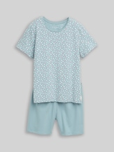 TOM TAILOR Damen Pyjama-Set mit Herzmuster, blau, Gemustert, Gr. 46