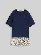 TOM TAILOR Damen Pyjama-Set mit Muster, blau, Gemustert, Gr. 36