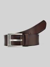 TOM TAILOR Herren TTCALVIN Ledergürtel mit eckiger Dornschließe, braun, Logo Print, Gr. 80