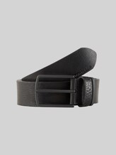 TOM TAILOR Herren TTHENRY Ledergürtel mit eckiger Dornschließe, schwarz, Uni, Gr. 80