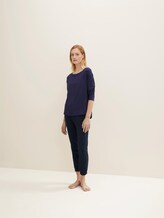 Langarm Pyjama Oberteil - Frauen - dark blue uni Langarm Pyjama Oberteil - Frauen - dark blue uni - 3 - TOM TAILOR