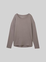 TOM TAILOR Damen Loungewear Langarmshirt, grau, Uni, Gr. S/36