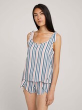 Pyjama Top mit Knotendetail - Frauen - dark white stripes Pyjama Top mit Knotendetail - Frauen - dark white stripes - 1 - TOM TAILOR