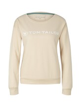 TOM TAILOR Damen Sweatshirt mit Logo Print, braun, Logo Print, Gr. 42