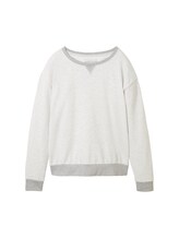 TOM TAILOR Damen Sweatshirt in Melange Optik, weiß, Melange Optik, Gr. XL/42