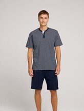 shorty 2-button placket - Men - blue-dark-horizontal stripe shorty 2-button placket - Men - blue-dark-horizontal stripe - 1 - TOM TAILOR