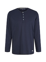 TOM TAILOR Herren Pyjama Langarmshirt, blau, Logo Print, Gr. 54/XL