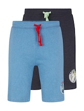 TOM TAILOR Herren Zweierpack Bermudashorts mit Logo Print, blau, Logo Print, Gr. 48/S