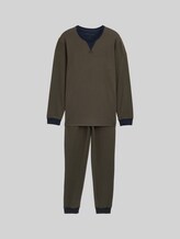 TOM TAILOR Herren Pyjama-Set mit Logo-Print und Kordelzug, grün, Gemustert, Gr. 50