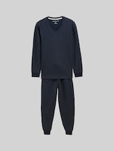 TOM TAILOR Herren Ripp Pyjama-Set, blau, Uni, Gr. 52