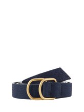 TOM TAILOR DENIM Damen Ledergürtel mit D-Ring-Verschluss, blau, Uni, Gr. M