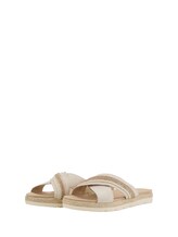 TOM TAILOR Damen Flache Slipper, beige, Uni, Gr. 38