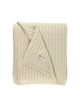 TOM TAILOR Unisex Gestrickte Wohndecke, beige, Uni, Gr. 130X170