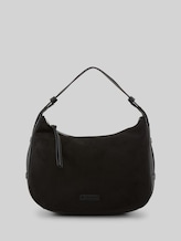 TOM TAILOR Damen TTLYSA M Schultertasche in Velourleder-Optik, schwarz, Uni, Gr. ONESIZE