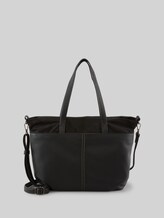 TOM TAILOR Damen TTMIHA L Shopper mit Material-Mix, schwarz, Uni, Gr. ONESIZE