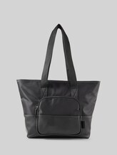 TOM TAILOR Damen TTVIENE L Shopper mit Materialmix, schwarz, Uni, Gr. ONESIZE