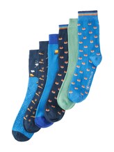 TOM TAILOR Unisex 6-er Set Socken, blau, mehrfarbiges Muster, Gr. 23-26
