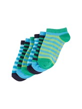 TOM TAILOR Unisex Sneaker Socken im 6er-Set, grün, Streifenmuster, Gr. 35-38
