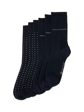 TOM TAILOR Herren Sechserpack Basic Socken, blau, Punktemuster, Gr. 39-42