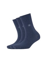 TOM TAILOR Damen Dreierpack Basic Socken, blau, Textprint, Gr. 39-42