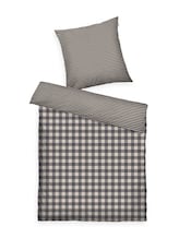 TOM TAILOR Unisex Flanell Bettwäsche, 2-teilig, 135x200/80x80 cm, grau, Kariert, Gr. 135X200