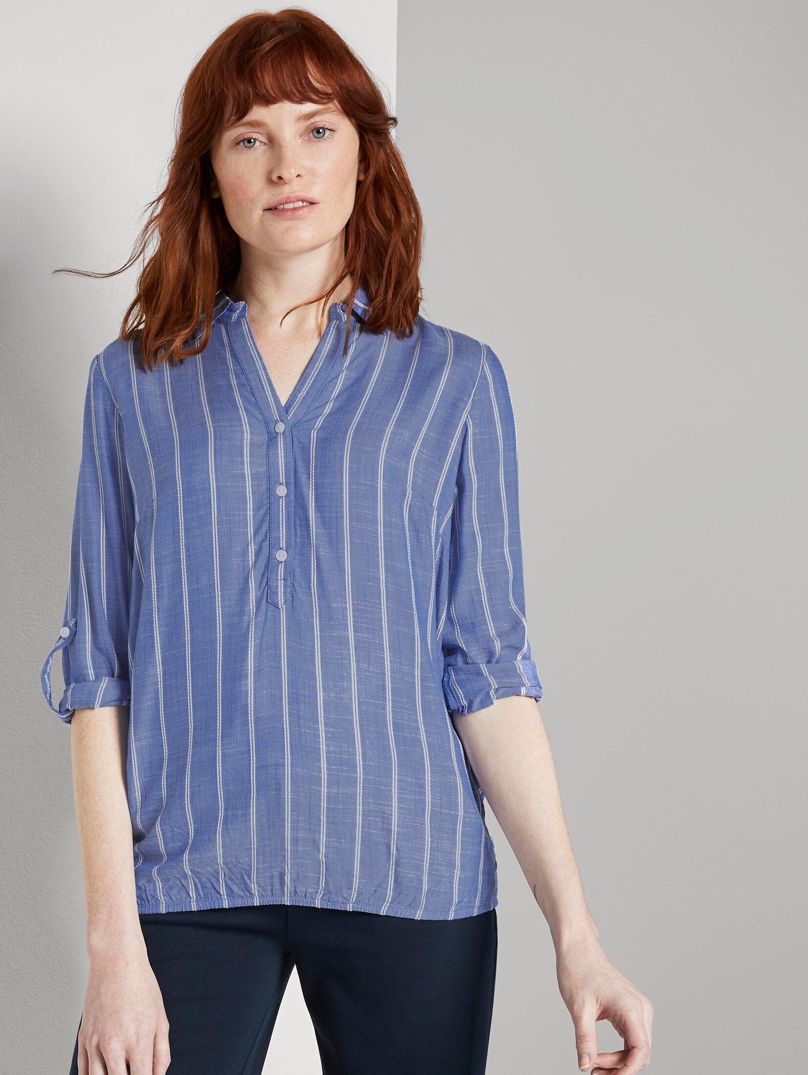 Gestreifte Bluse mit Kragen - von TOM TAILOR