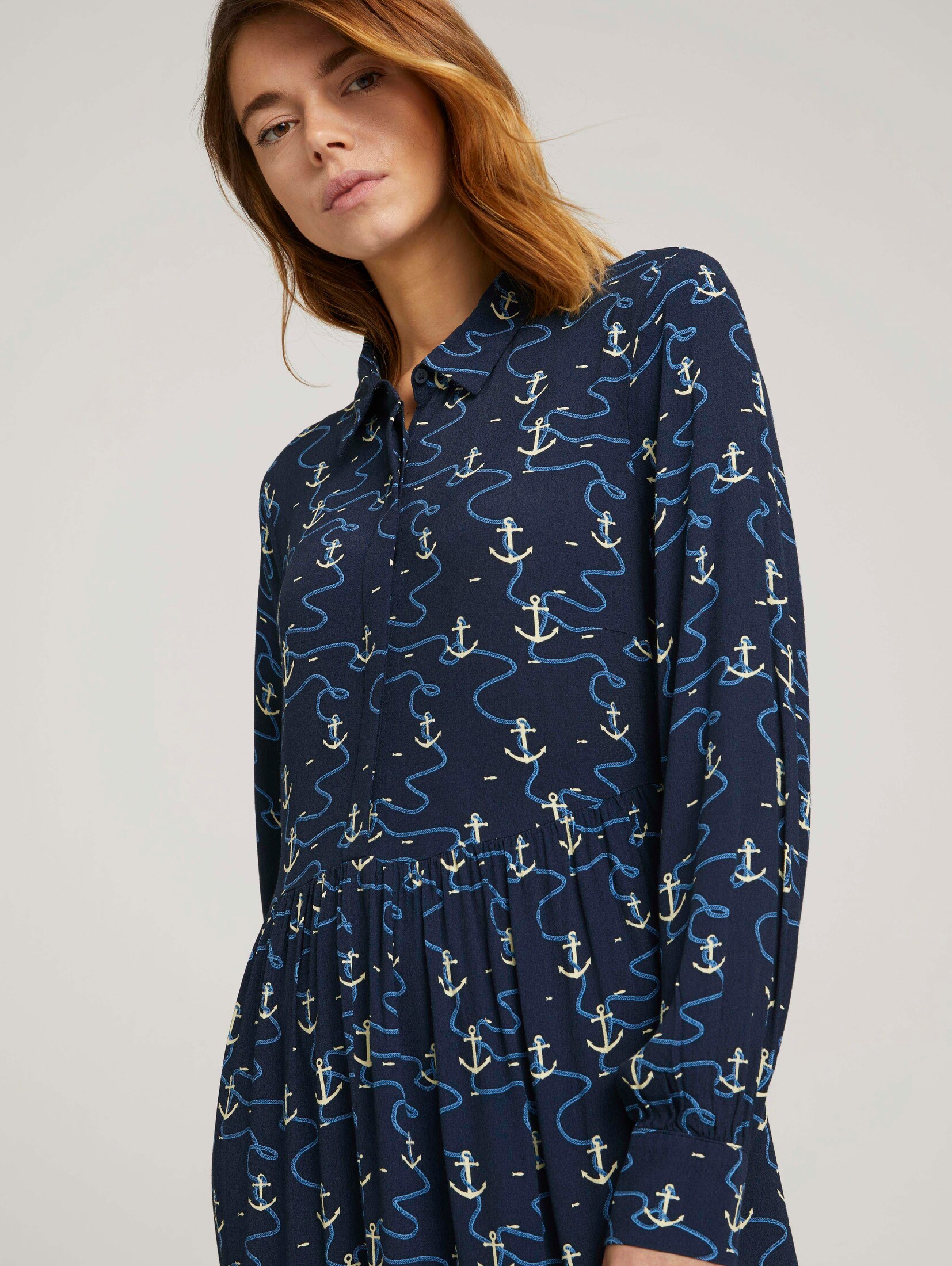 Gemustertes Blusenkleid mit Volants - von TOM TAILOR Denim