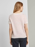 Gestreiftes T-Shirt mit Spitzendetails - Frauen - Red Mid Blue White Stripe Gestreiftes T-Shirt mit Spitzendetails - Frauen - Red Mid Blue White Stripe - 2 - TOM TAILOR Denim
