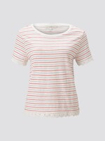 Gestreiftes T-Shirt mit Spitzendetails - Frauen - Red Mid Blue White Stripe Gestreiftes T-Shirt mit Spitzendetails - Frauen - Red Mid Blue White Stripe - 7 - TOM TAILOR Denim