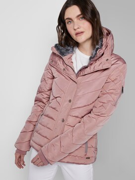 Steppjacke JF1841 malito Damen Winterjacke mit Fell Jacke mit Kapuze gef/ütterte Kurzjacke