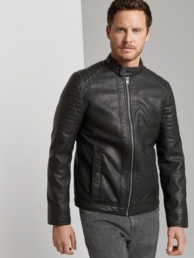 Faux leather biker jacket with a stand-up collar - 5 - TOM TAILOR