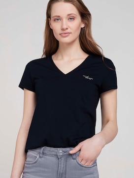 t-shirt with embroidery made with organic cotton   - 5 - TOM TAILOR Denim
