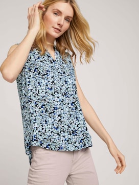 Sleeveless blouse with a floral print - 5 - TOM TAILOR