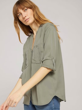 Lyocell blouse with chest pockets - 5 - TOM TAILOR