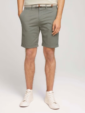 Patterned Chino shorts with a belt - 1 - TOM TAILOR Denim