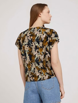 Patterned short-sleeved blouse with knotting made of Lenzing TM EcoVero TM - 2 - TOM TAILOR Denim
