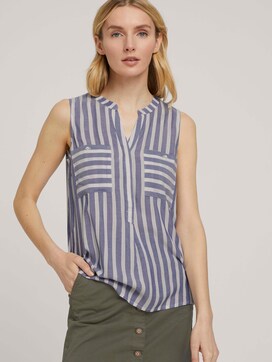 Sleeveless striped blouse - 5 - TOM TAILOR
