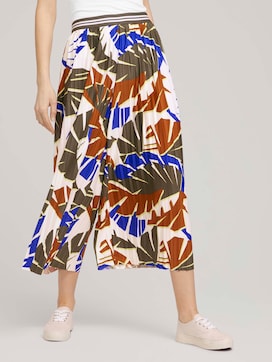 Pleated culotte trousers with a print - 1 - TOM TAILOR