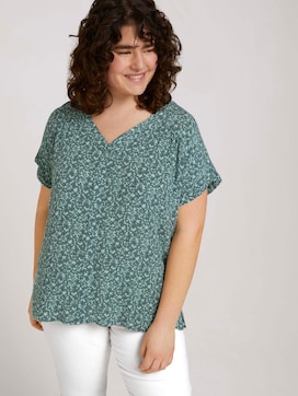 Patterned short-sleeved blouse with texture - 5 - My True Me