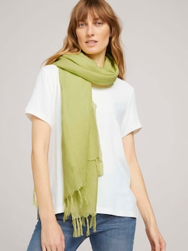 Linen scarf with fringes - 5 - TOM TAILOR