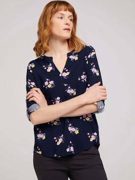 patterned blouse with turn-up sleeves - 5 - TOM TAILOR