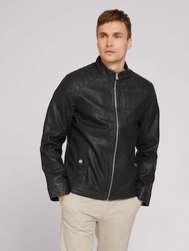 Leather Jackets For Men At Tom Tailor, Black Leather Rugged Jacket