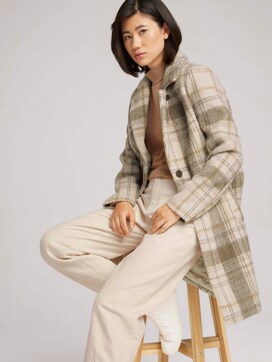 Checkered wool coat with inner lining - 5 - TOM TAILOR