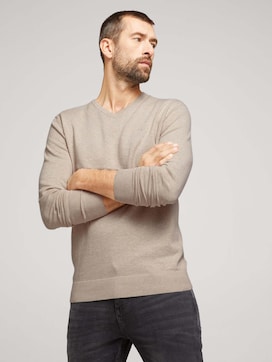 Mottled sweater with a V-neckline - 5 - TOM TAILOR